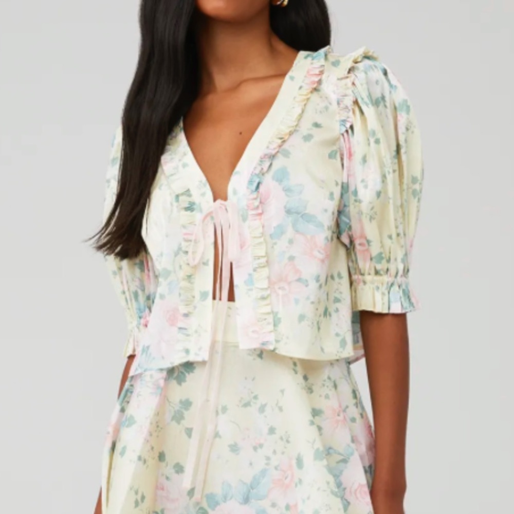 Selkie Floral Blouse in Soft Yellow and Pink